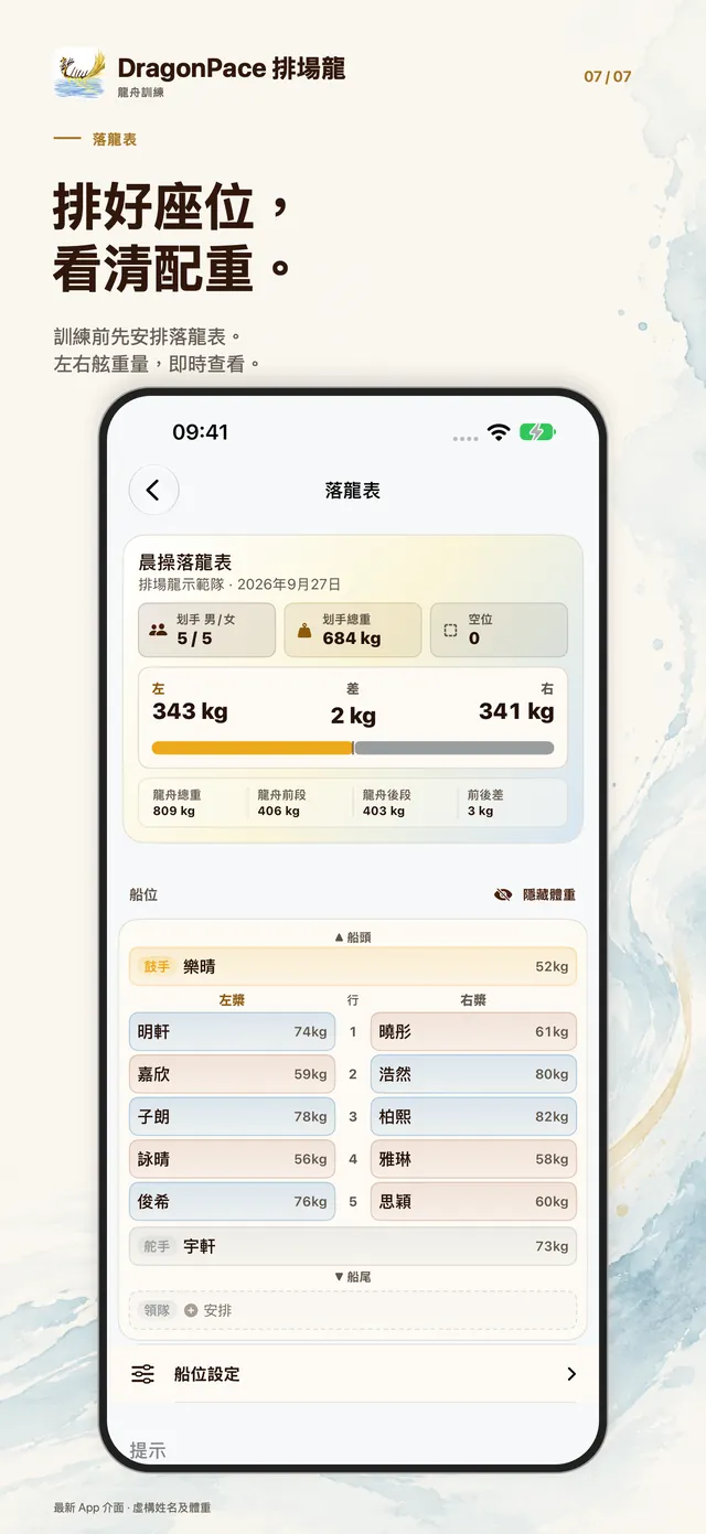 落龍表與配重